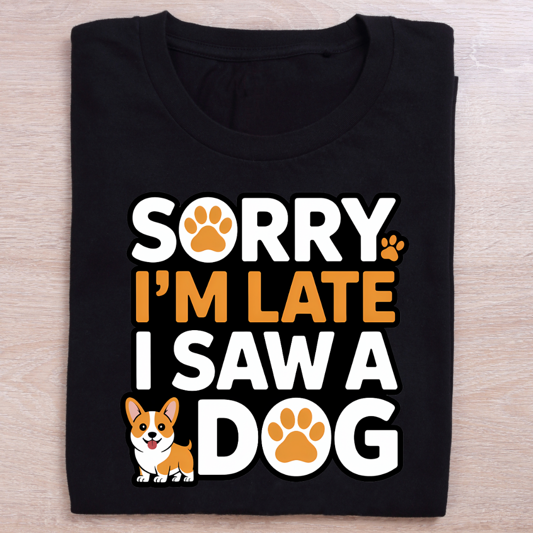 Sorry I am late I saw a dog Unisex Classic Crew T-Shirt
