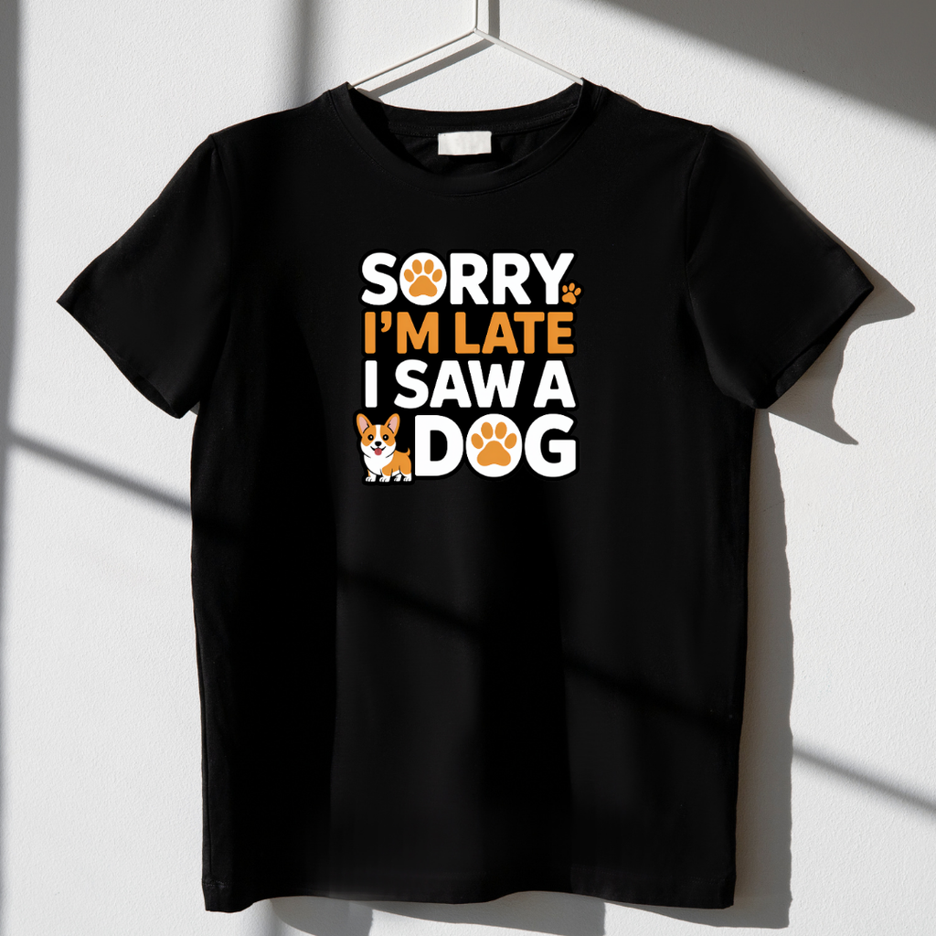 Sorry I am late I saw a dog Unisex Classic Crew T-Shirt
