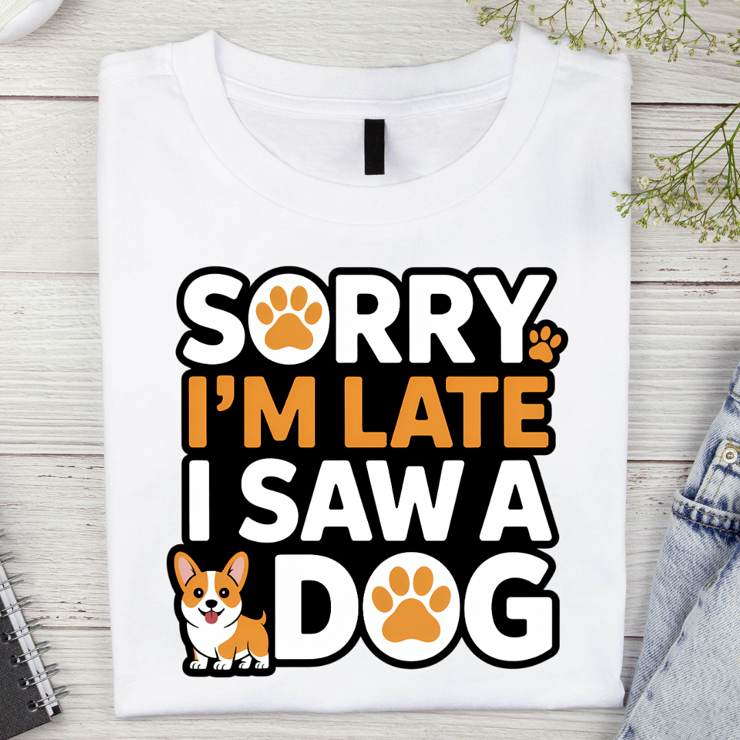 Sorry I am late I saw a dog Unisex Classic Crew T-Shirt