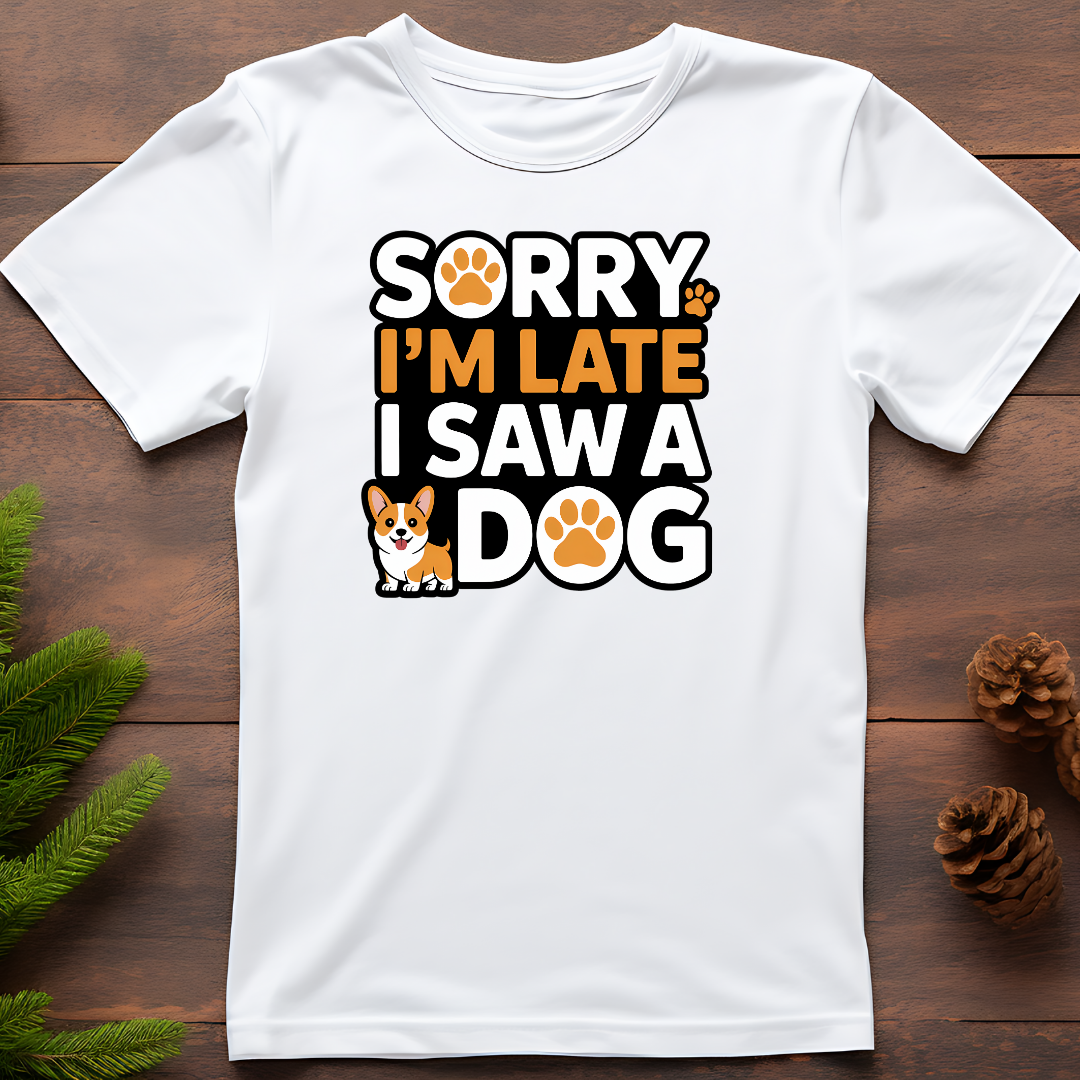 Sorry I am late I saw a dog Unisex Classic Crew T-Shirt